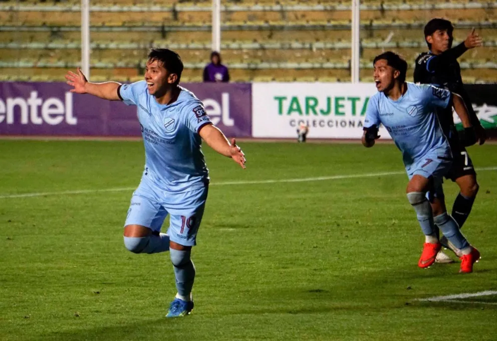 John García festeja el primer gol de Bolívar ante Blooming. Foto: APG