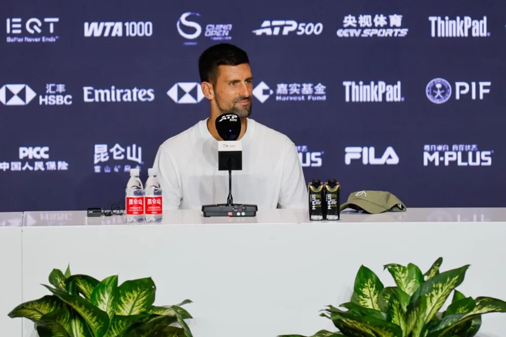 Djokovic durante la rueda de prensa ofrecida este lunes en Pekín. Foto: EFE.