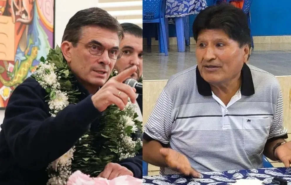 El presidente Rodrigo Paz y el exmandatario Evo Morales. Foto: RRSS/Facebook
