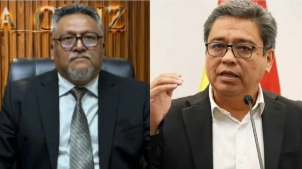 El fiscal Luis Montaño y el vocero presidencial, José Luis Gálvez. Foto: Red Uno