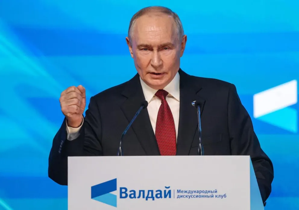 El presidente ruso Vladímir Putin, este jueves 1 de octubre durante un discurso en Moscú. Foto: EFE