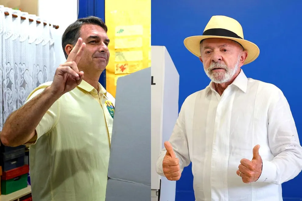 El candidato a la presidencia de Brasil, Flavio Bolsonaro (izquierda) y Luiz Inácio Lula da Silva (derecha), durante la emisión de sus votos. Fotos EFE. Montaje Visión 360