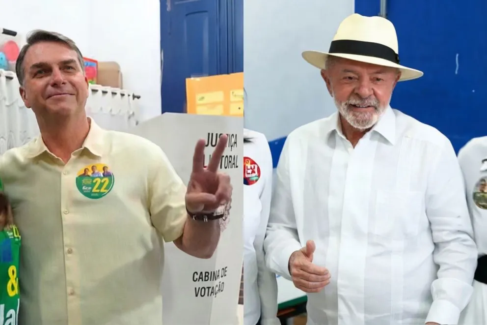 El candidato a la presidencia de Brasil, Flavio Bolsonaro (izquierda) y Luiz Inácio Lula da Silva (derecha), durante la emisión de sus votos. Fotos EFE. Montaje Visión 360