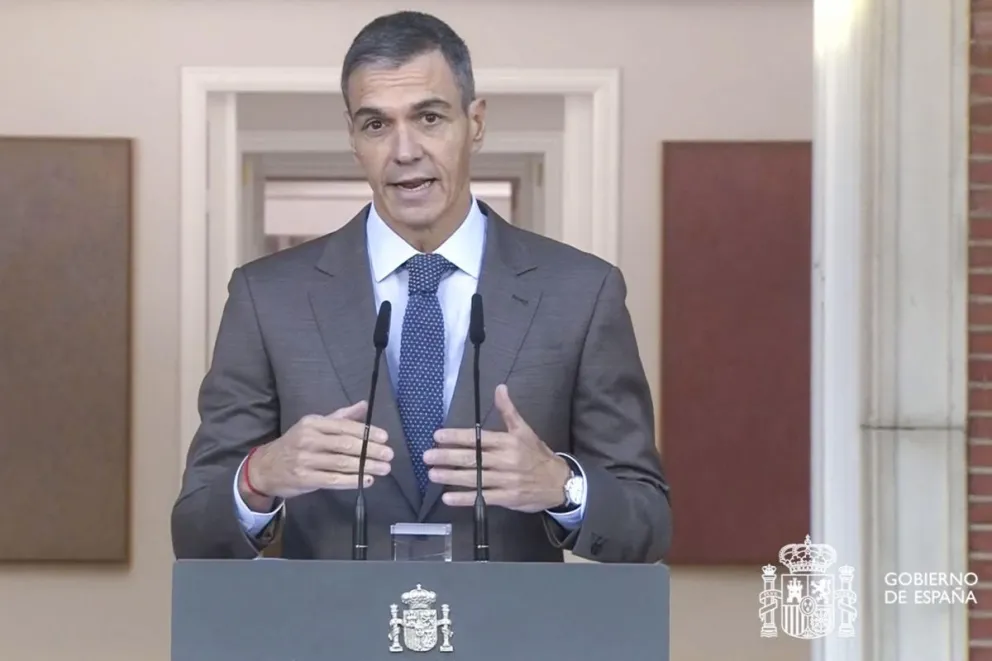 El presidente del Gobierno español, Pedro Sánchez, en la que anuncia el adelanto de las elecciones generales al domingo 29 de noviembre. Foto: EFE/