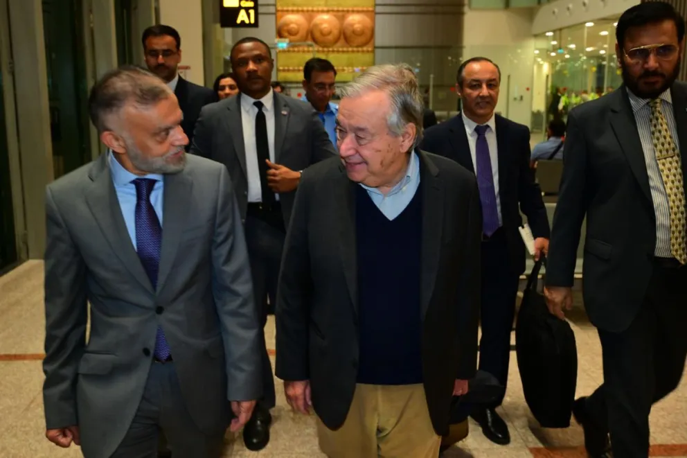 El secretario general de la ONU, António Guterres, a su llegada este martes a Islamabad (Pakistán). Foto: EFE  