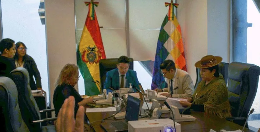 Los legisladores revisan el proyecto de ley. Foto: Cámara de Diputados - ABI