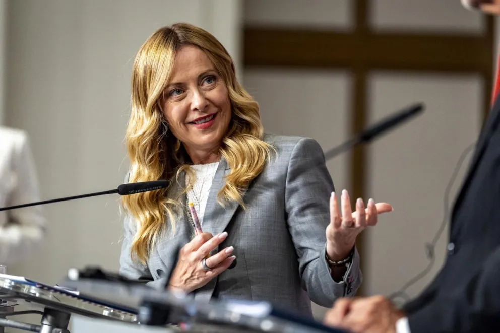 La primera ministra italiana, Giorgia Meloni, el pasado 29 de septiembre durante una rueda de prensa en Praga, República Checa. Foto: EFE