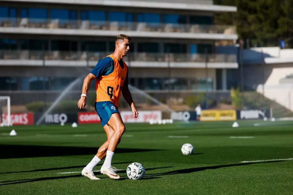 Cristiano durante un entrenamiento con el combinado luso. Foto: Selección de Portugal.