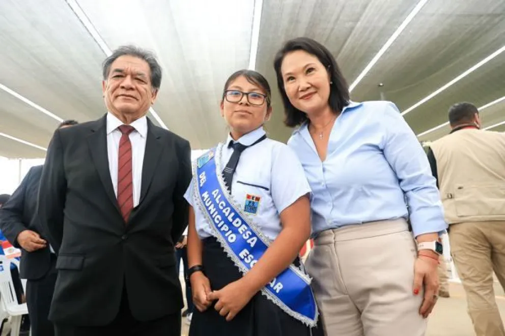 La presidenta peruana, Keiko Fujimori, en el acto donde anunció los cambios en el sistema educativo. Foto: El Peruano