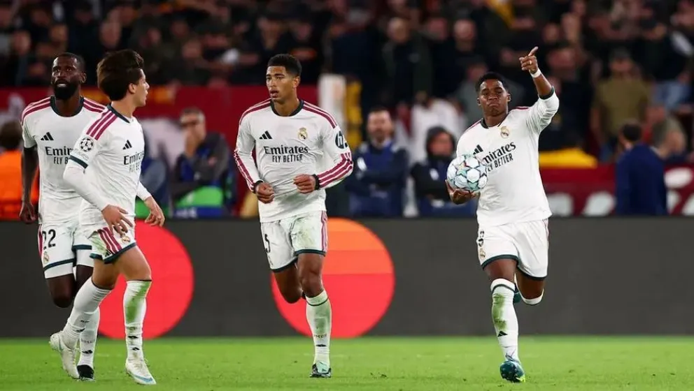 La celebración de los jugadores del Real Madrid que le ganaron a la Roma. Foto: MT