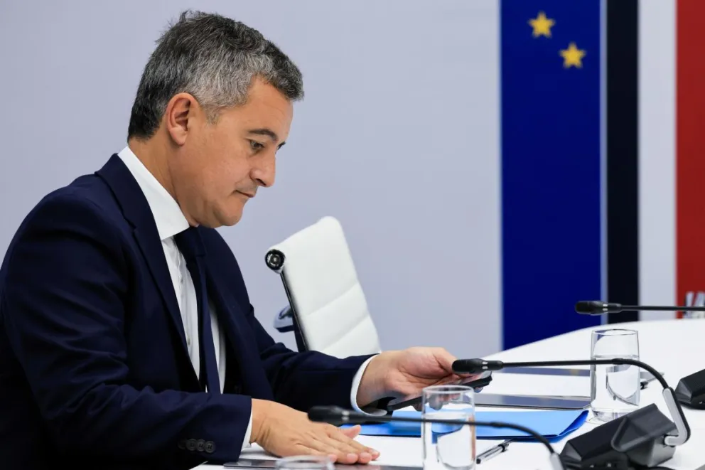 El ministro de Justicia francés, Gerald Darmanin, en una reunión interministerial de crisis presidida por el Presidente de Francia en el Palacio Presidencial del Elíseo, en París, Francia, el 18 de octubre de 2026. Foto: EFE