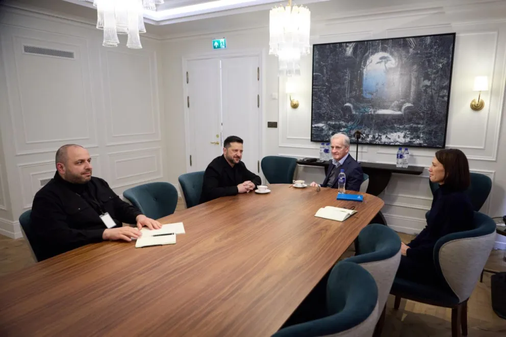 Zelenski se reúne con el primer ministro noruego en Oslo. Foto: EFE