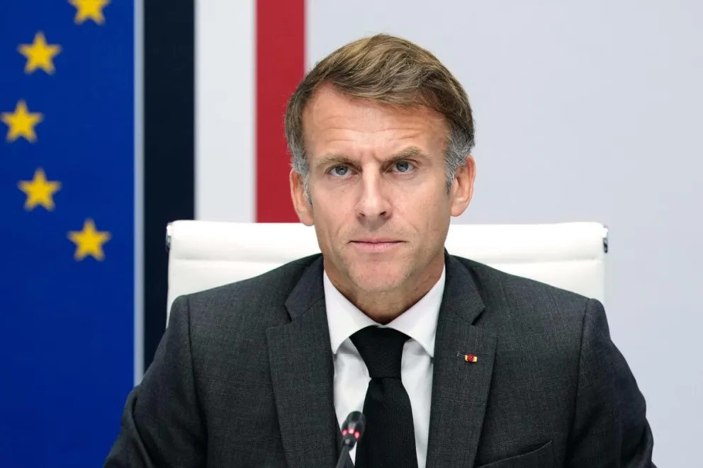El presidente francés, Emmanuel Macron, durante una reunión del Consejo de Seguridad en el Palacio del Elíseo, en París (Francia), este jueves. Foto: EFE