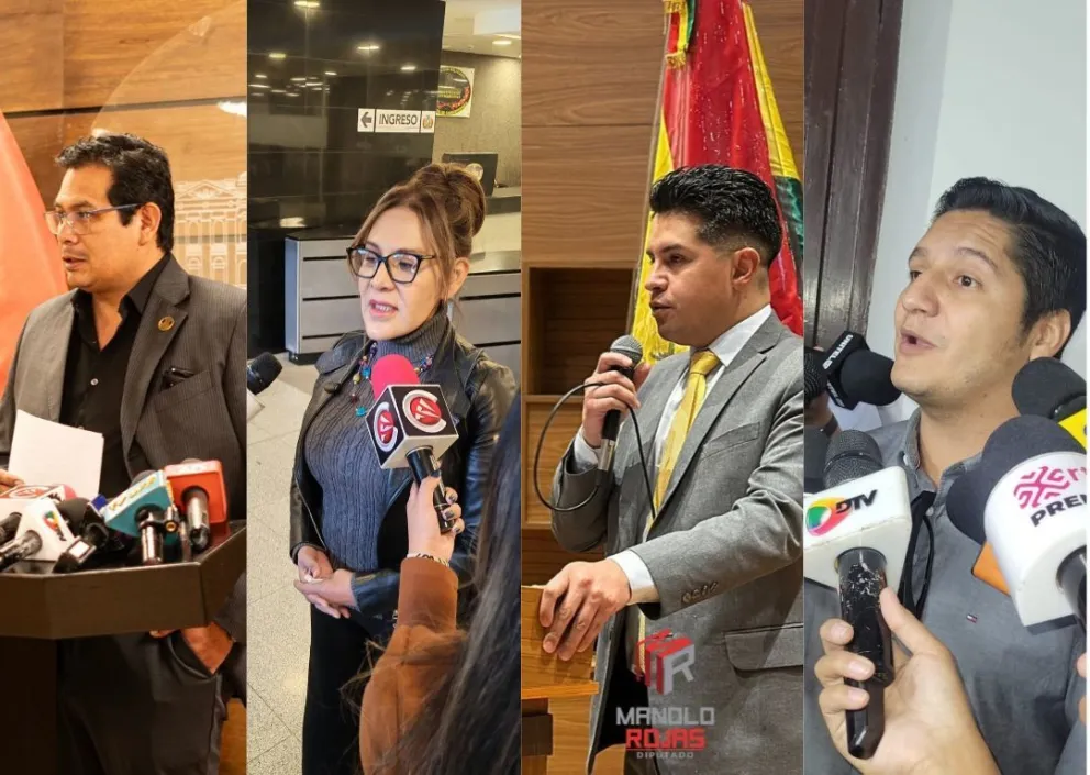 Roberto Castor, Sandra Rivero, Manolo Rojas y Ricardo Rada, los diputado con intenciones de asumir la presidencia de la Cámara Baja de la ALP. Foto: Cámara de Diputados/Facebook y DTV