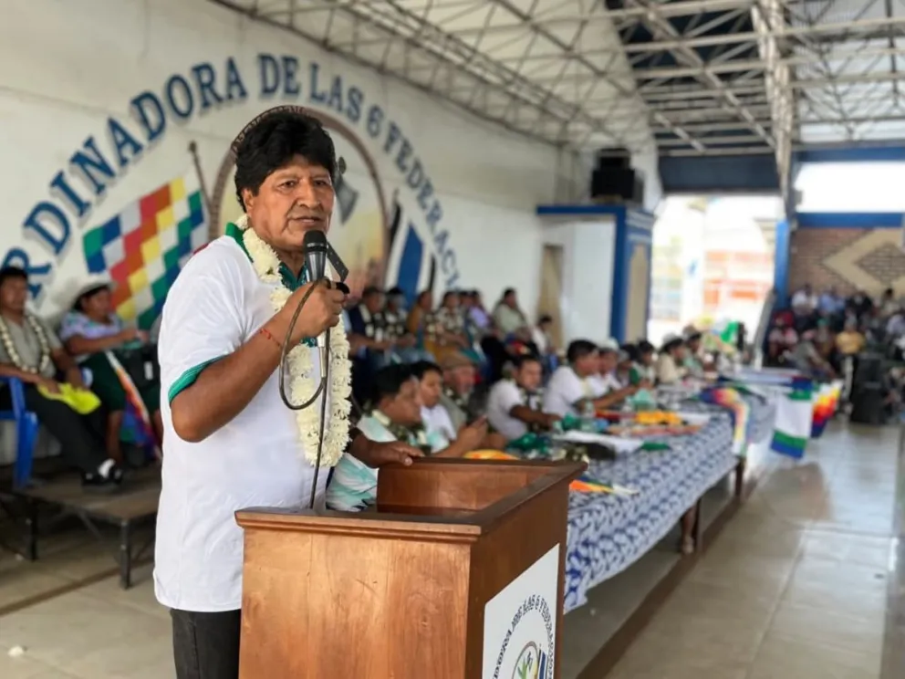 Evo Morales en el congreso de Evo Pueblo que se realiza en Lauca Ñ. Foto: RKC