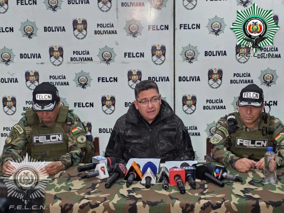 Conferencia de prensa del viceministro de Lucha Integral Contra el Narcotráfico, Dorian Badani, sobre la balacera registrada ayer en el municipio de Concepción. Foto DTV