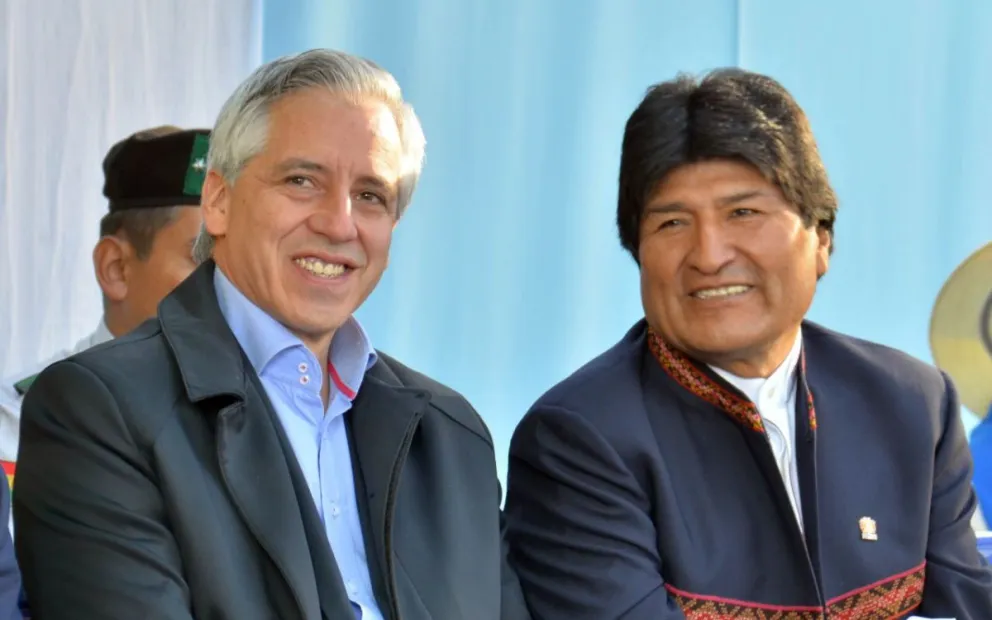 Los exmandatarios Evo Morales y Álvaro García. Foto: X de Morales 