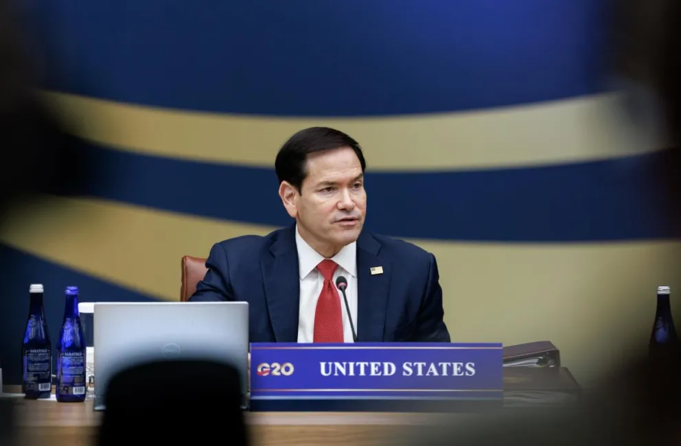 El secretario de Estado de Estados Unidos, Marco Rubio, habla durante la reunión de ministros de Relaciones Exteriores del G20, en el hotel Loews Atlanta, en Atlanta, Georgia, Estados Unidos, el 30 de octubre de 2026. Foto: EFE