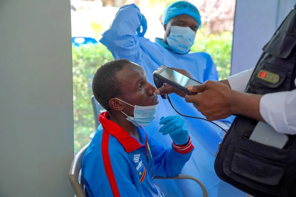Puesto de control sanitario en Bunia (RD Congo). Foto: EFE